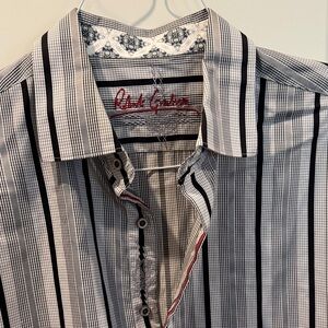 XL Robert Graham Monochrome Striped Men's Shirt (Like New Condition)